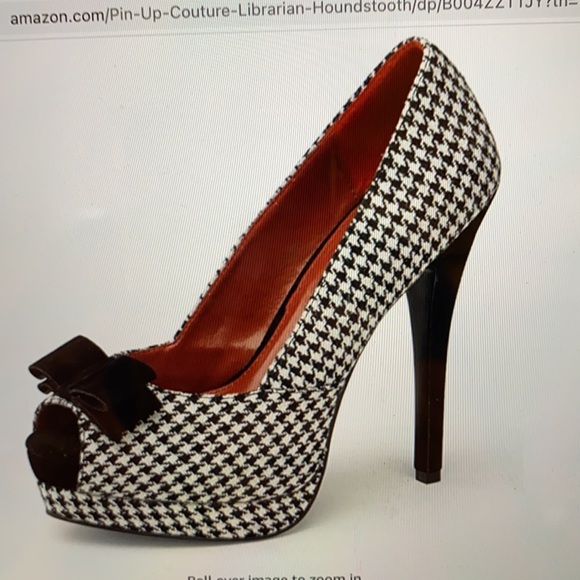 Pin up couture Bella peep toe houndstooth new without box - Picture 1 of 7